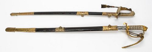 TWO ENGLISH NAVAL DRESS SWORDS