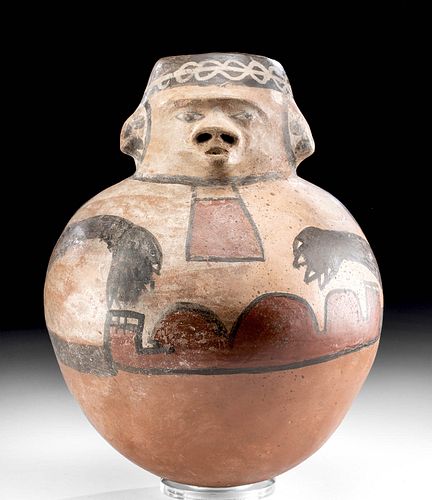 Rare Nazca Polychrome Monkey Effigy Jar