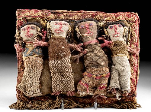 4 Chancay Textile Dolls w/ Cushion