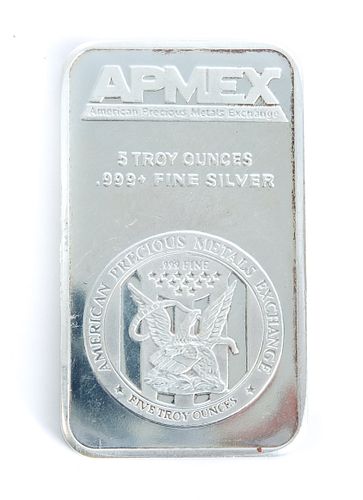 APMEX 5 Ounce Silver Bar .999 Fine Silver