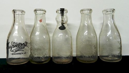 Dairy - 5 clear quart bottles, Warren, OH