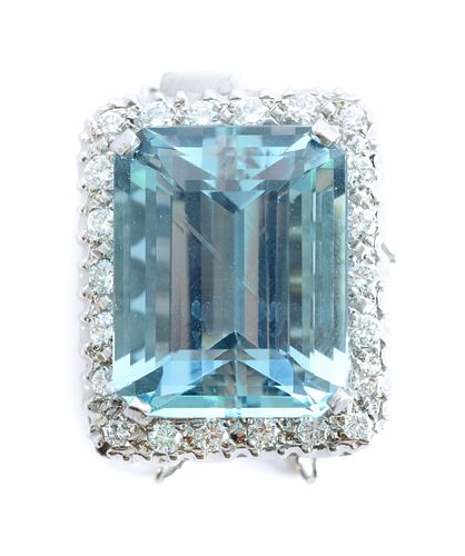 Fantastic 14K WG Diamond & Aquamarine Pendant