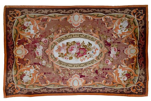 Aubusson Wool Needlepoint Rug and Pillow