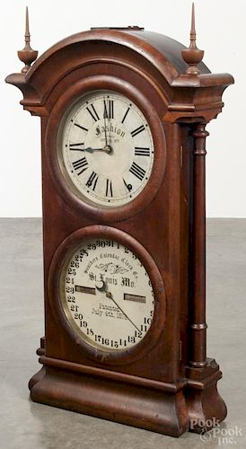 Southern Calendar Clock Co. Fashion mahogany mantel clock, 26 1/4'' h.
