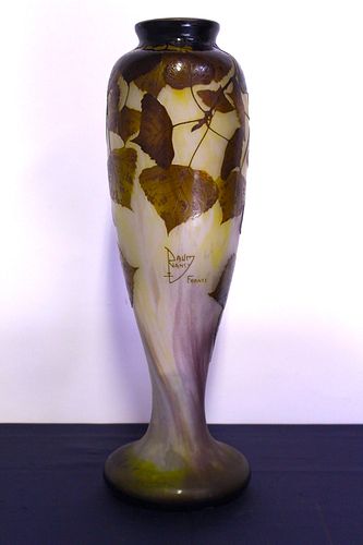 Monumental Nancy Daum Cameo Period Art Glass Vase