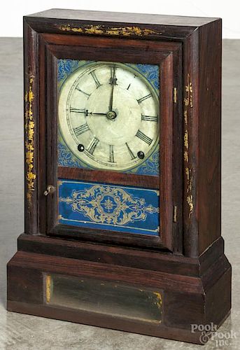 Terry & Andrews rosewood cottage clock, 15 1/2'' h.
