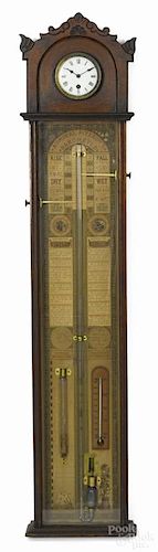 Admiral Fitzroy barometer and wall clock, 45 1/2'' h.