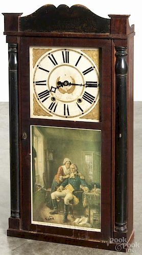 Chauncey Boardman & Joseph Wells mahogany mantel clock, 31 1/2'' h.
