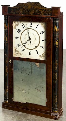 Eli Terry & Son stenciled column and splat mantel clock, 31'' h.