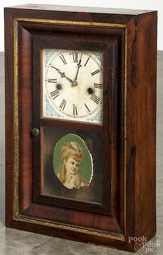 Waterbury rosewood miniature ogee clock, 17 3/4'' h.