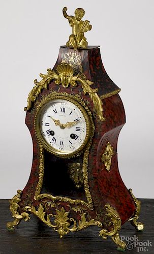 French Chaude Louis XV style boulle shelf clock, 15 1/2'' h.