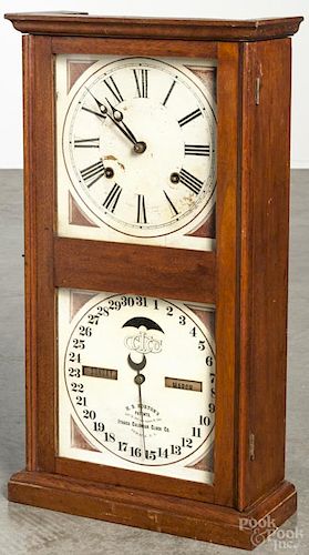 Ithaca Calendar Clock Co. walnut mantel clock, H. B. Horton's Patents, 21'' h.