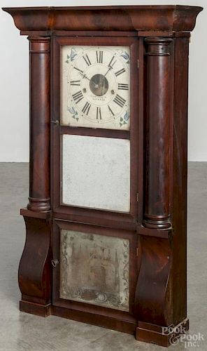 J. Giscard mahogany double decker mantel clock, 31 1/2'' h.