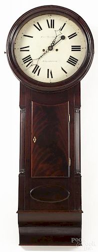 Edward Matthews, Welshpool mahogany long case parliament clock, 58'' h.