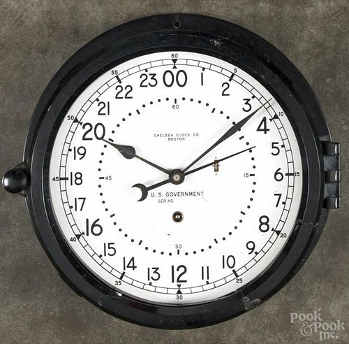 Chelsea Clock Co., U.S. Government ship's clock, 9'' dia.
