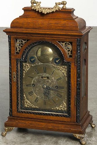 Leonhard Durmar, Weinn walnut bracket clock with a brass dial, 20'' h.
