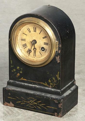 Terry Clock Co. iron front shelf clock, 8'' h., together with an American Clock Co. gallery clock