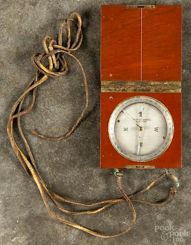 Keuffel & Esser Co., New York compass in a mahogany case, 3 3/4'' square.