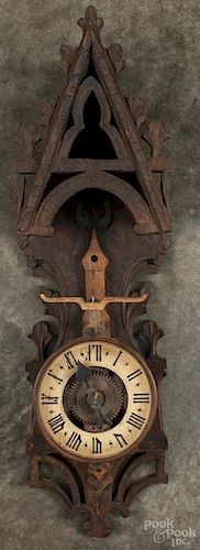 Columbus type wood wall clock, 29 1/2'' h.