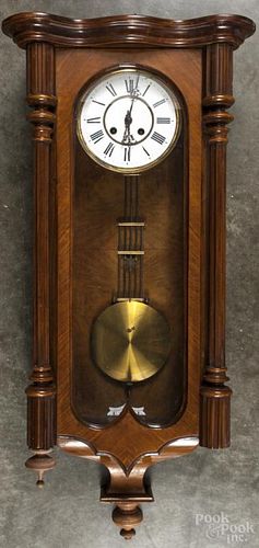 Vienna mahogany wall clock, 36'' h.