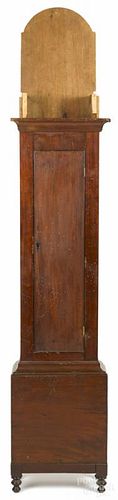 American Sheraton mahogany tall case clock case, 64 1/2'' h. to molding.