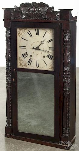 Jerome & Darrow carved column and splat shelf clock, 35 3/4'' h.