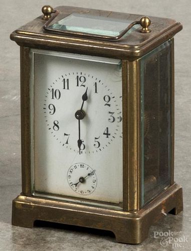 French brass carriage clock, 4 1/2'' h.
