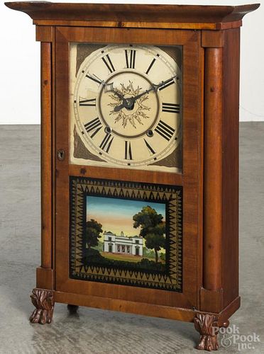 American mahogany shelf clock, 25 1/2'' h.