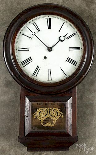 Atkins Clock Co. rosewood wall clock, 24 1/2'' h.