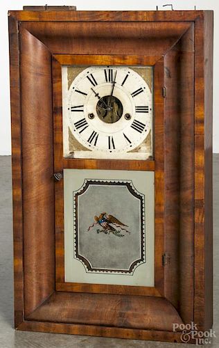 William S. Johnson mahogany ogee mantel clock, 28 1/4'' h.