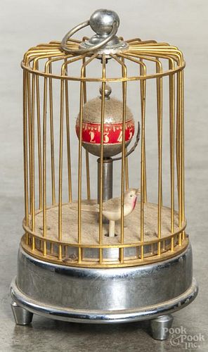 Japanese miniature birdcage clock, 5'' h.