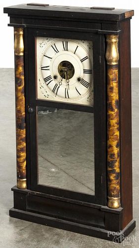Seth Thomas painted and walnut veneer mantel clock, 25 3/4'' h.