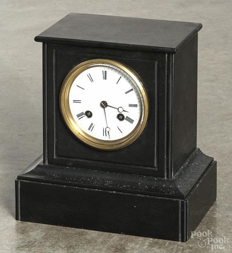 French slate mantel clock with a Marti movement, 8 1/2'' h.
