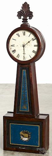 Massachusetts Federal mahogany banjo timepiece, ca. 1820, the painted dial signed Sylvester Edgerly