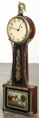 American mahogany banjo clock, 33'' h.