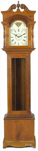 Contemporary cherry tall case clock, 73 1/2'' h.
