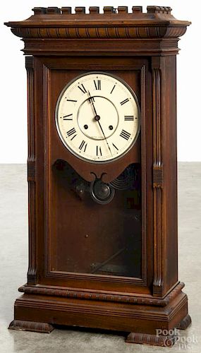 Seth Thomas walnut mantel clock, 30'' h.