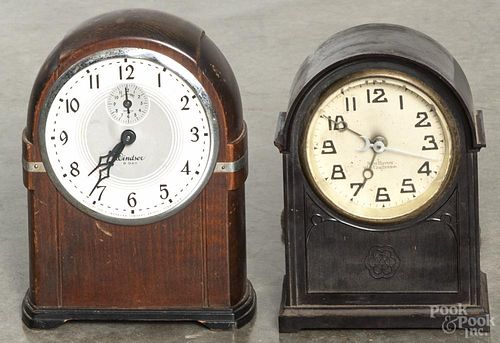 Five miscellaneous shelf clocks, tallest - 14 1/2''.