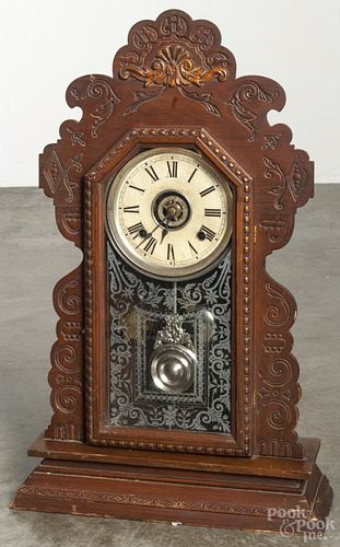 Ansonia, oak kitchen clock, 22 3/4'' h.