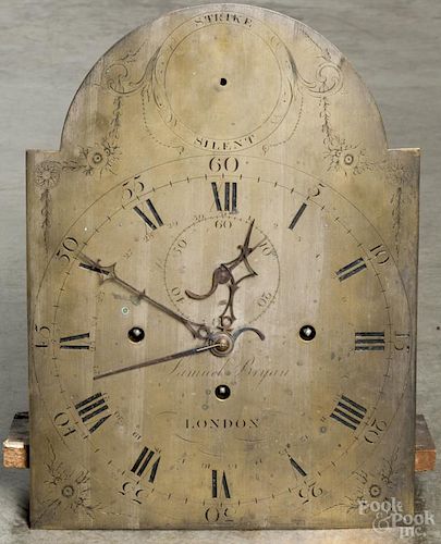 English brass tall case clock musical movement and dial, inscribed Samuel Bryan London