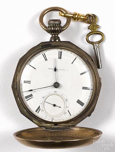 Waltham gold-filled keywind pocket watch, the dial inscribed American Watch Co., 2 1/8'' dia.