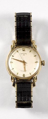 Hamilton cld automatic gold wrist watch, inscribed on verso Albert B. Wohlson 1954 Hamilton Club