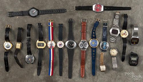 Miscellaneous wrist watches, to include Bradley Mickey Mouse, Spiro Agnew, Timex, Gucci, Westclox