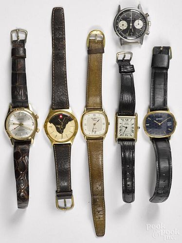 Six miscellaneous wrist watches, to include Benrus, Cupillard, Hamilton, Nivada, Brooks Brothers
