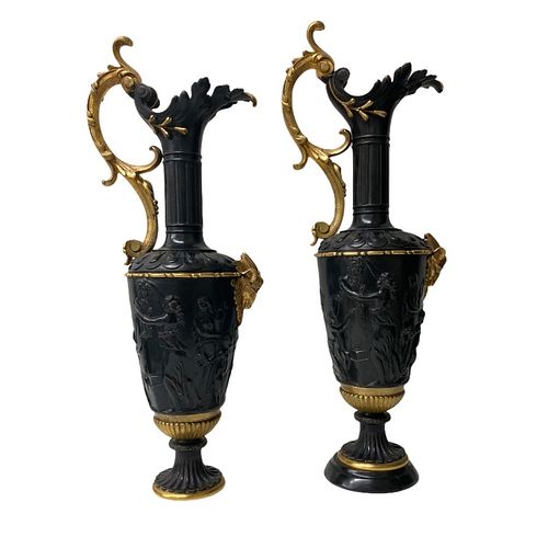 Pair of Bronze Urns