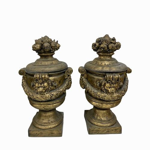 Pair of Monumental Bronze Urns