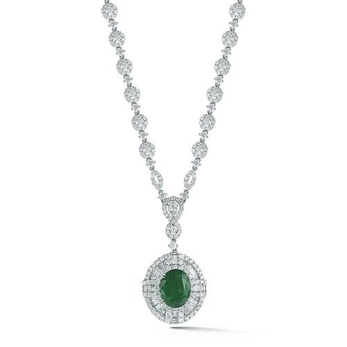 OVAL EMERALD NECKLACE