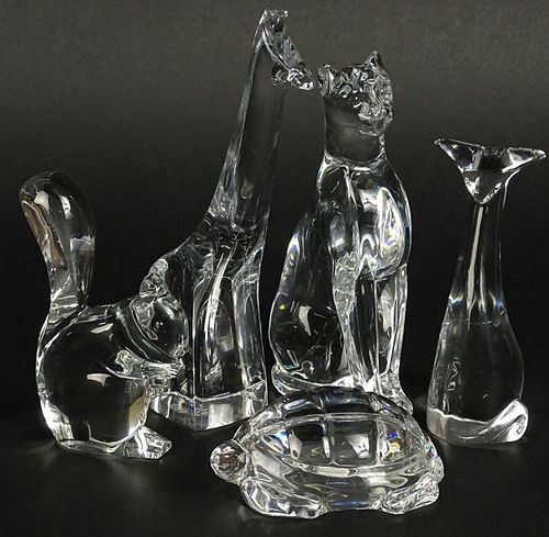 Lot of five (5) Baccarat Crystal Animal Figurines.