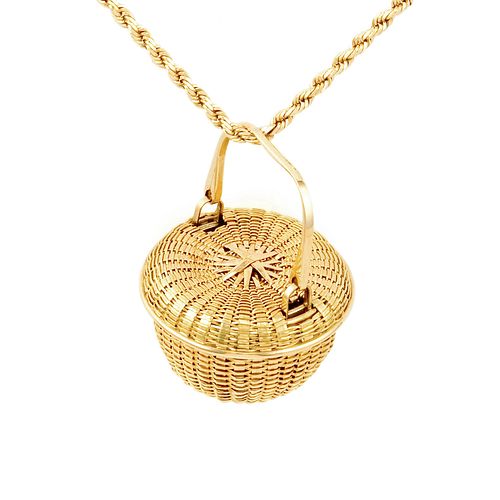 Covered Swing Handle Basket Necklace