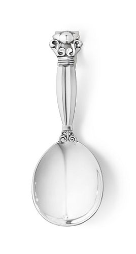 NEW Georg Jensen Acorn Baby Spoon, Curved Handle #095